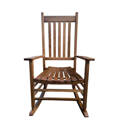 Brown Rocking Chair For Balcony Porch Settings - Solid Wood Construction, Wide Seat And Armrest, Back Rest, Easy Assembly, 250Lbs Load Capacity Hardwood Material, Brown, Comfortable & Stable Assembly