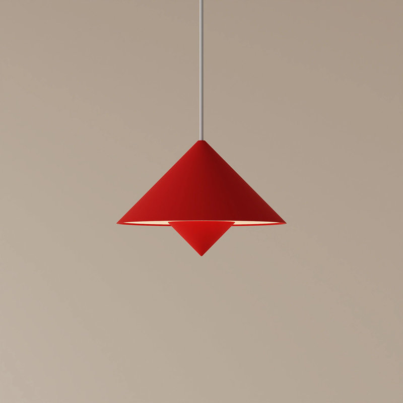 Jai Pendant Light, 17'' H x 9.84'' W x 9.84'' D, Poppy, White