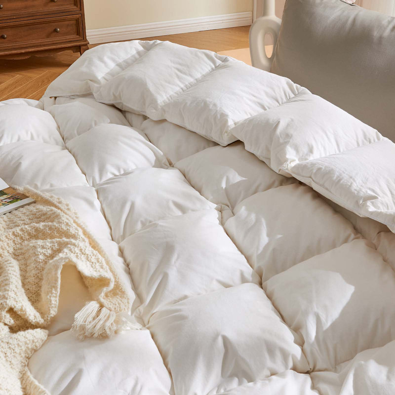 All Season Feather Down Fiber Comforter - Ultra Fluffy 100% Cotton Duvet Insert, Hotel Luxury Bedding, White, Full Comforter