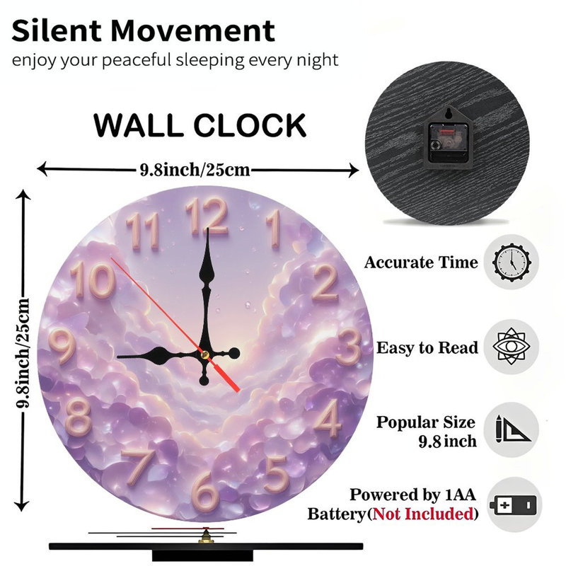 Horloge chiffres mauve ciel
