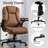 High Back Executive Office Chair,  Ergonomic Computer Desk Chair with Rocking Function, PU Leather, Flip-Up Armrests and Lumbar Support, Brown-533402947