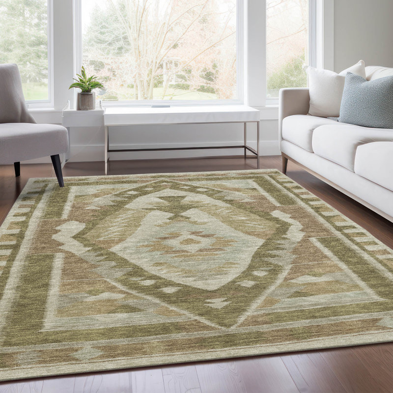 Tapis intérieur / extérieur lavable à la machine Xhevrie, Rectangle 10 pi x 14 pi