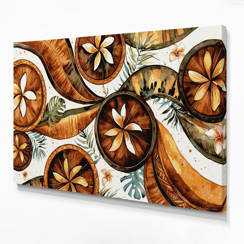 Art mural sur toile hawaïen, calebasse brune, H 11 po x l 14 po