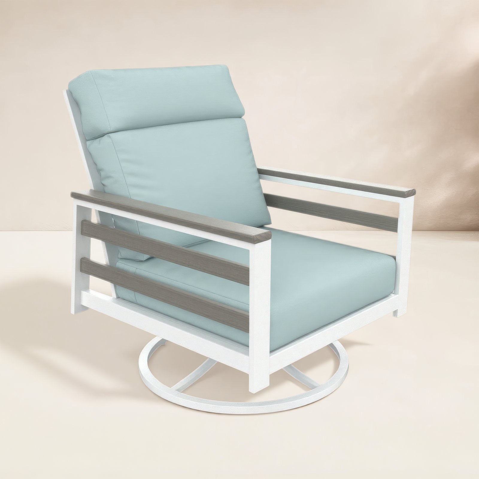Townsend Sunbrella® Swivel Patio Lounge Chair, Bliss Dew, White