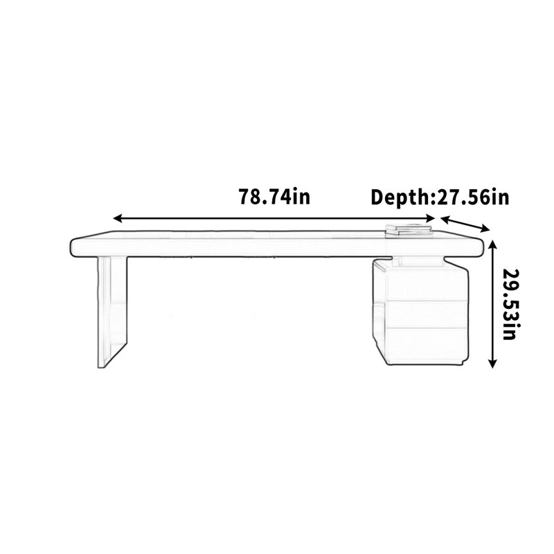 Bureau armoire Belin, Blanc, H 29,53 po x l 78,74 po x P 27,56 po