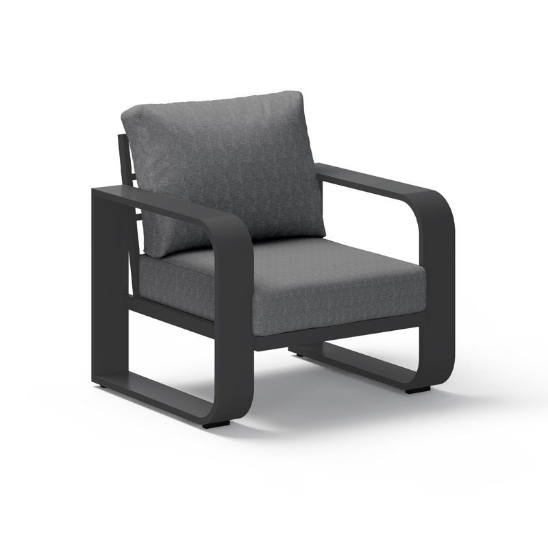 Chaise d'appoint d'extérieur 1 pièce, Gris foncé, Noir