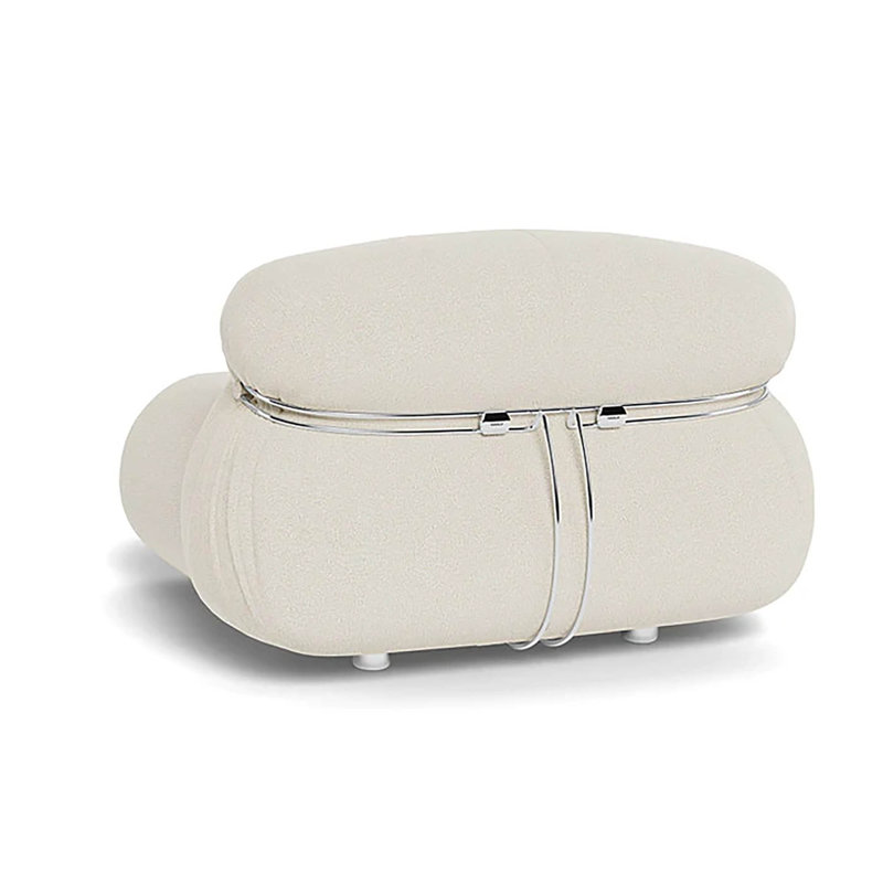 Fauteuil de chambre rembourré Ashtola, Velours blanc