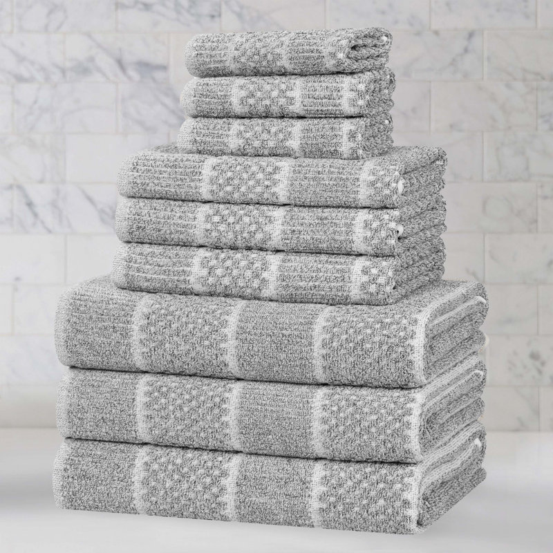 Ensemble de serviettes 9 pièces Supérieur Naples, Gris anthracite