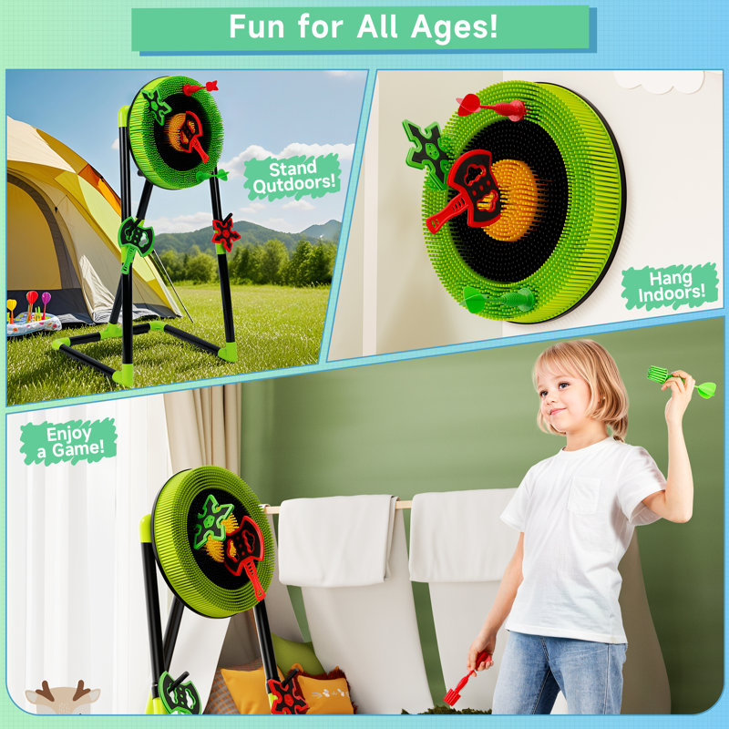 Backyard Axe Throwing Game for Families, Includes 2 Axes, 4 Darts & Foldable Target Board
