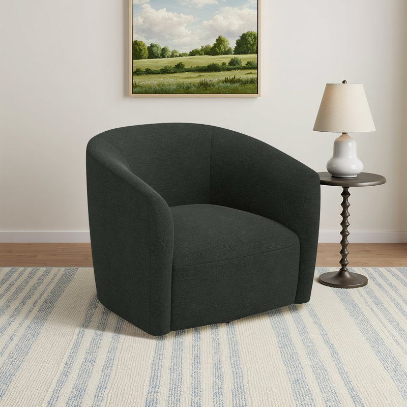 Marita 32" Barrel Chair, Classic Black Linen