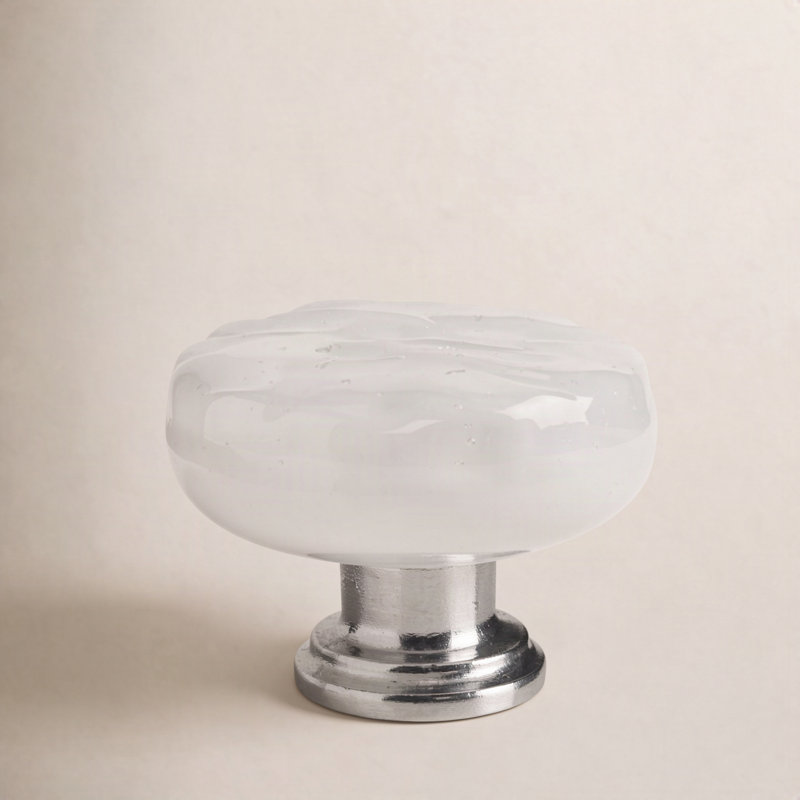 Glacier Square Knob, Polished Chrome, Bluish Gray, Round