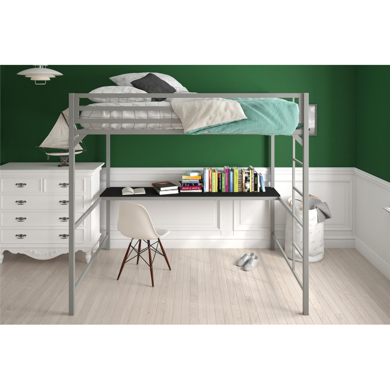 Furse Kids Loft Bed, Silver, Full