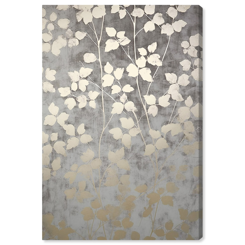 Silvery Gray and Beige Floral Canvas Wall Art, 10" x 15"