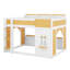Lit superposé double au-dessus de double pour enfants, lit superposé en bois avec tablettes de rangement, fenêtre et portes, cadre de lit maisonnette-2052997001