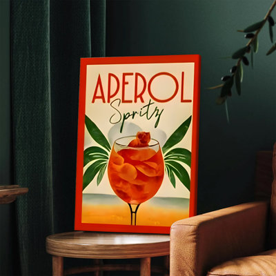 1 pièce, art mural, encadré, affiche de style italien sur toile de style rétro Aperol Spirz pour bar de cuisine, salle à manger, décor, boisson rétro