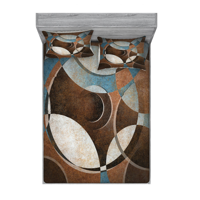 Microfiber Geometric Sheet Set, Full/Double Sheet Set with Fitted Sheet