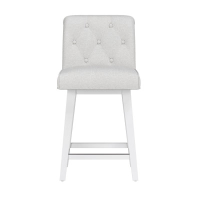 Dorreen Wood And Upholstered Tufted Adjustable Height Swivel Stool