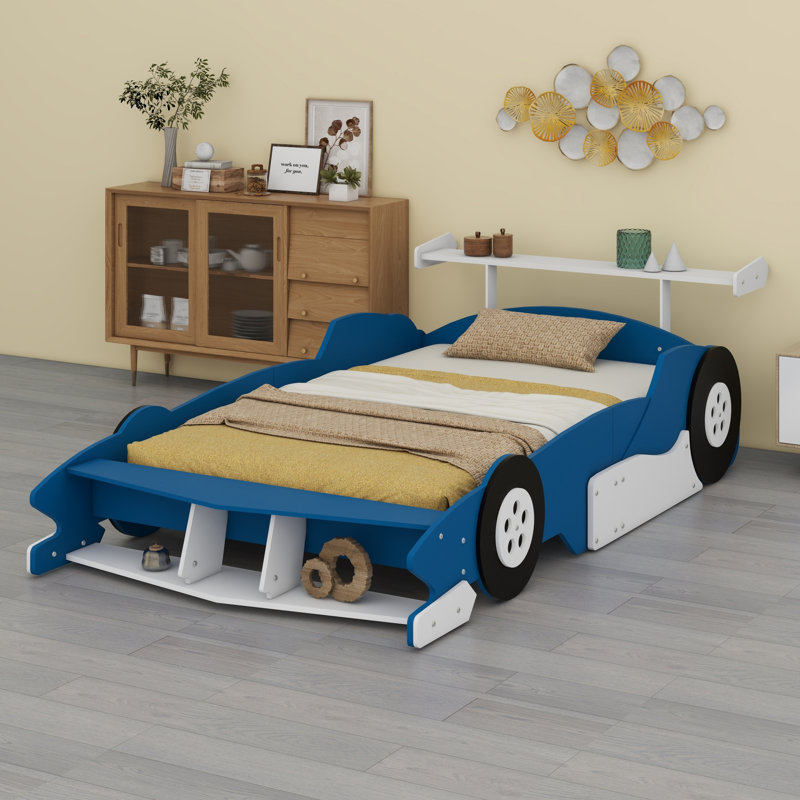 Lit plateforme avec roulettes Race, Bleu