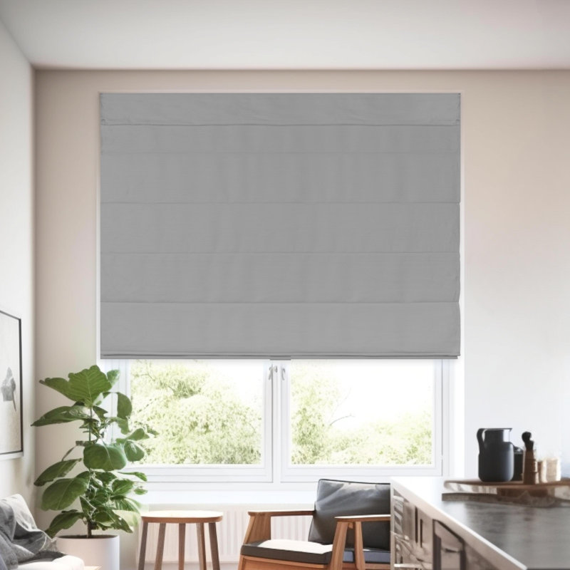 Room Darkening Roman Shade, Gray, 31"W x 64"L
