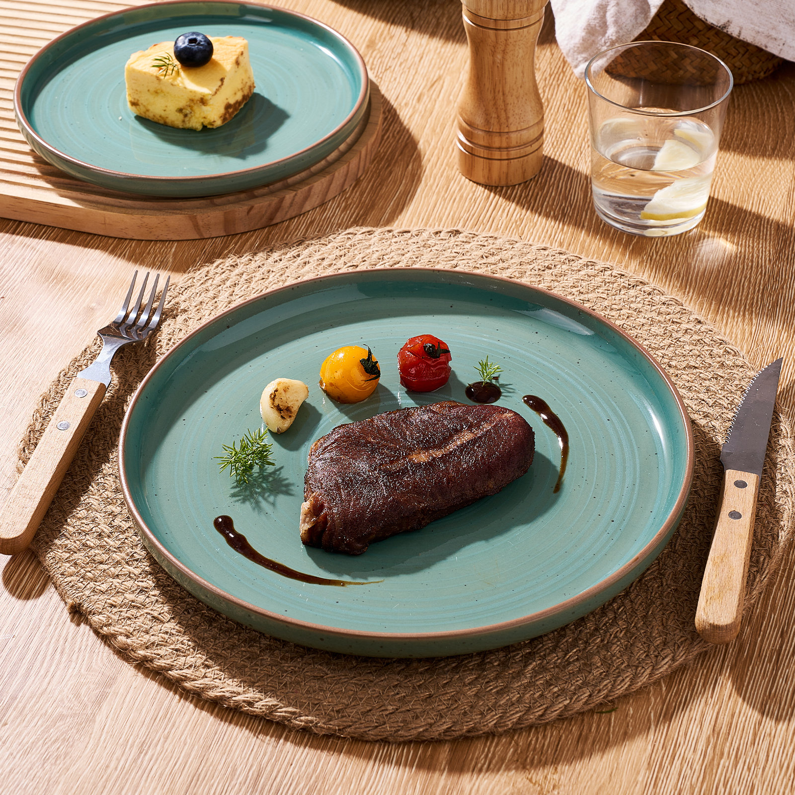 Stoneware Dinnerware Set, Peacock Green