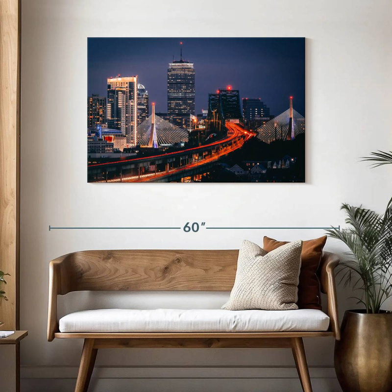 Lynelle Boston Nighttime Skyline, 30" H x 45" W