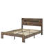 Cadre de lit très grand, cadre de lit plateforme en bois avec tête de lit à DEL avec rangement et 2 ports USB, silencieux, aucun sommier nécessaire et outil d'assemblage facile, grand rangement sous le lit-104243854-104243853