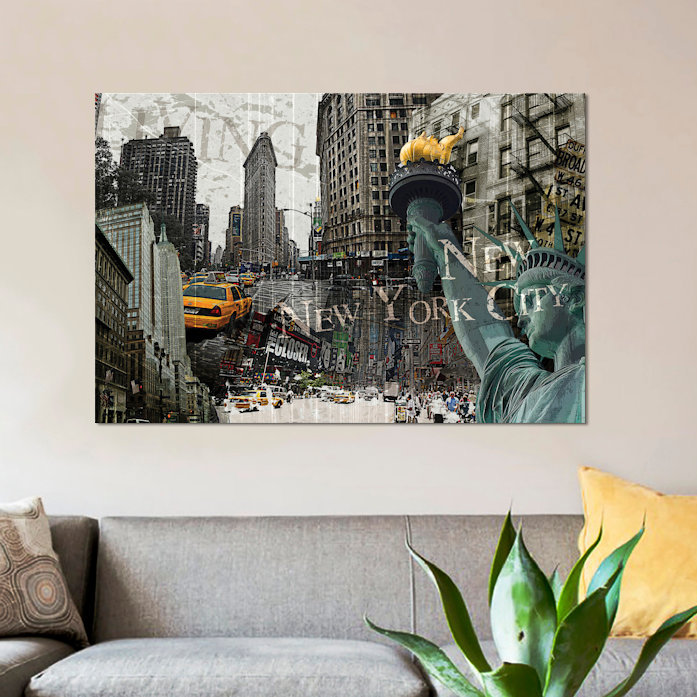 « new york », reproduction d’impression sur toile, H 12 po x l 18 po x P 1,5 po, Toile tendue