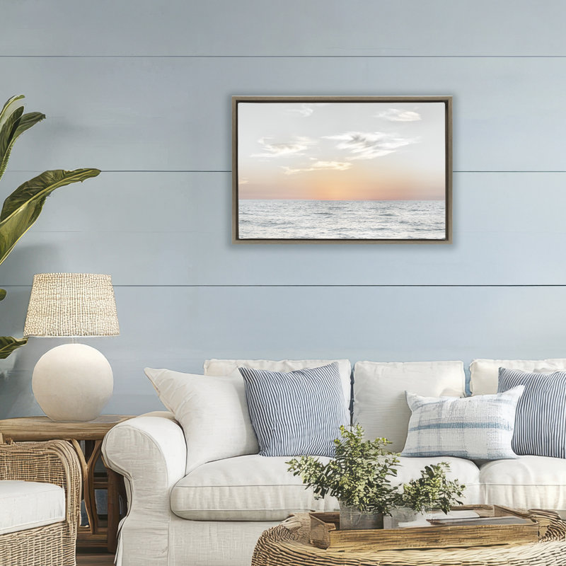 Cadre flottant Dancing Surf Beach Waves, design par Karin Connolly, H 21 po x l 31 po, Cadre flottant orme Montalcino