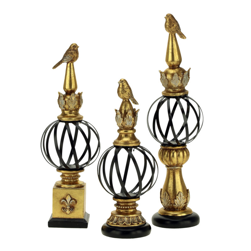 Bird Topped Finial - 14-20 Inches Set Of 3