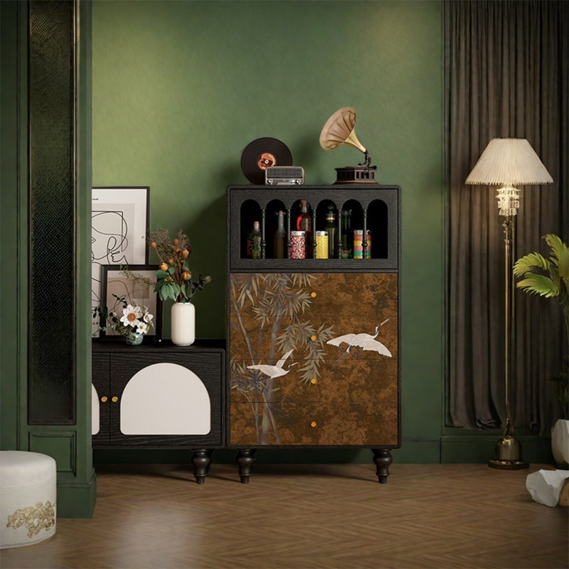 Armoire de rangement en bois avec tiroirs et porte
