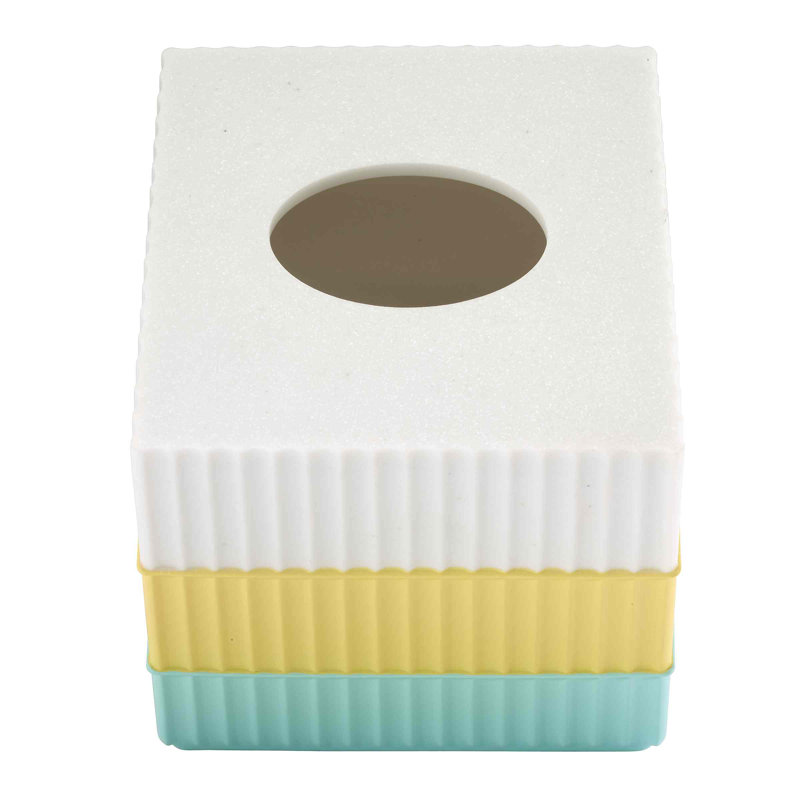 Aqua and Yellow Striped Resin Tissue Box Cover
