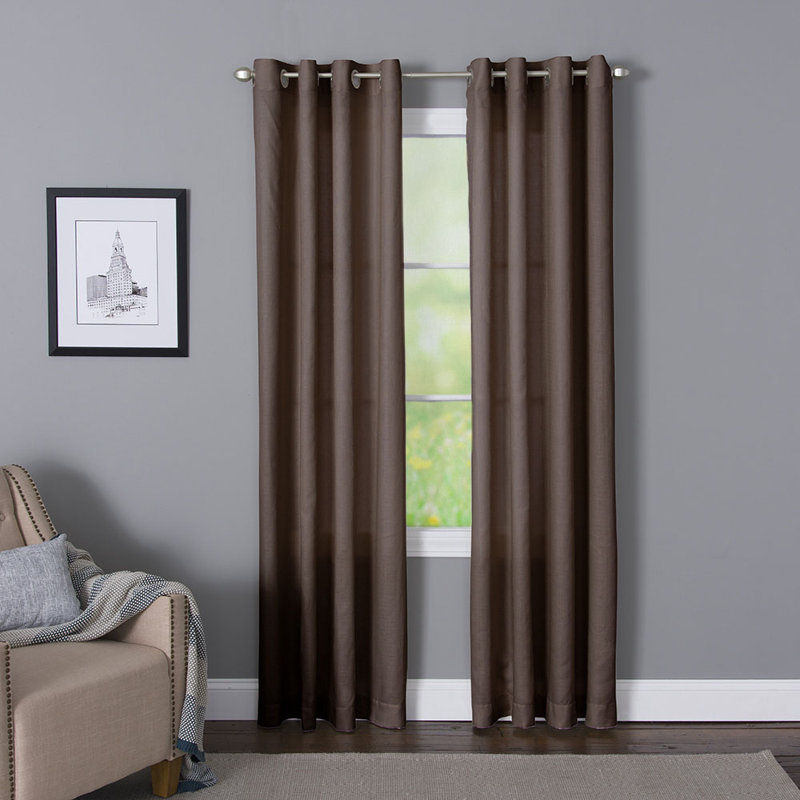 Wein Polyester / Cotton Light-Filtering Solid Color Curtain Panel with Grommet Top, 50" x 95", Chocolate