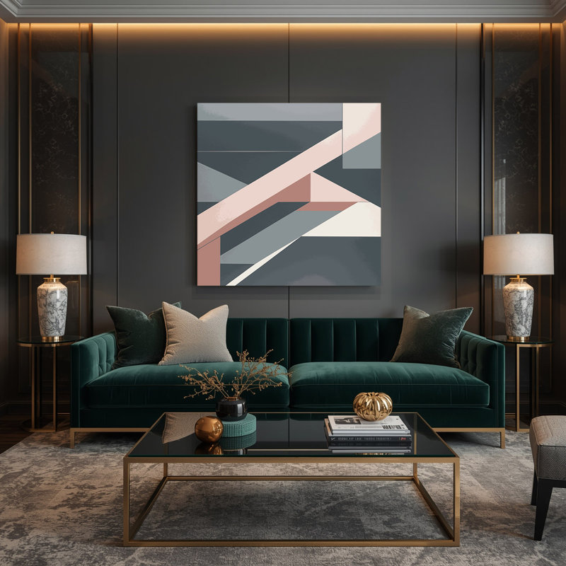 «Geometric Abstraction 94», art mural sur toile noire, H 12 po x l 12 po