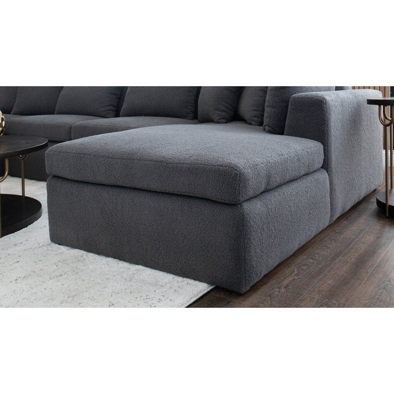 Teddy 140" 3 - Piece Upholstered Sectional, Gray Medium 100% Polyester