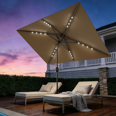 Rectangular Patio Umbrella 10x6.5ft with Crank and Tilt, Outdoor Table Umbrella with 6 Ribs and Vented Canopy for Garden, Deck, Lawn, Pool