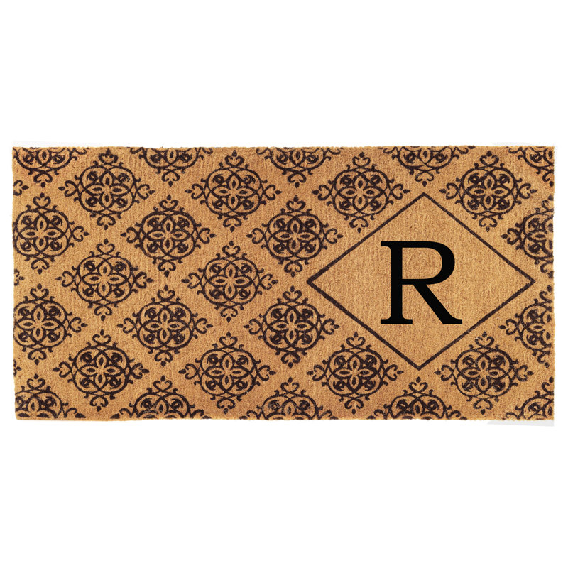 Zambrana Personalizable Outdoor Doormat, R, Rectangle 2' x 3'