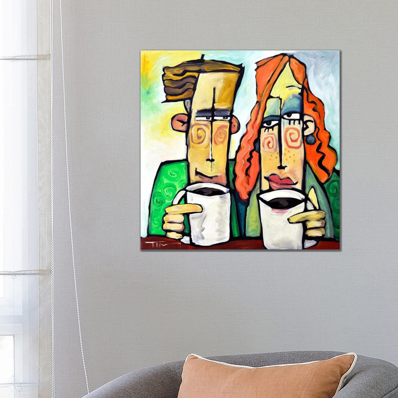 «Coffee Date» par Tim Nyberg - reproduction d'art, H 26 po x l 26 po x P 1,5 po, Toile tendue, Aucun mat