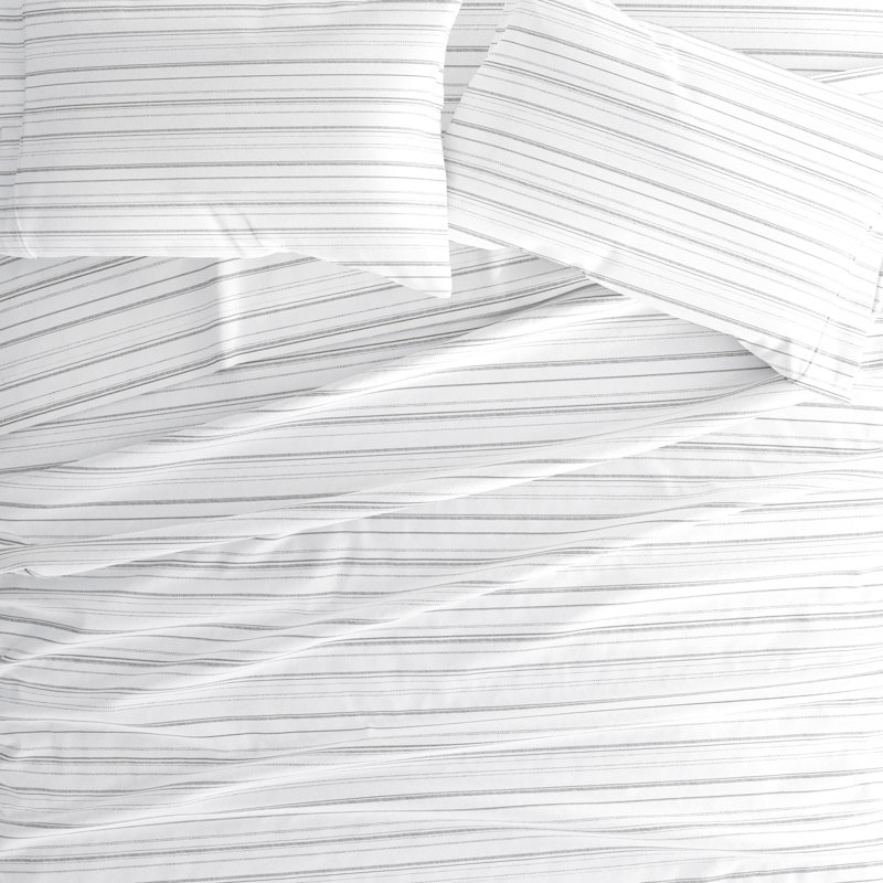Gray Cotton Flannel Full Size Weathered Stripe Sheet Set