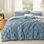 Ensemble d'édredon de taille grand bleu minéral, ensemble de lit capitonné bohème, literie à carreaux Shabby Chic, 3 pièces, 1 édredon géométrique à carreaux et 2 taies décoratives