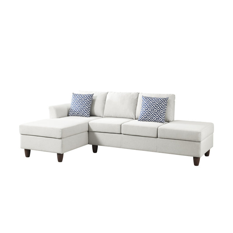 4 - Seat Reconfigurable With Hidden Compartments And Matching Accent Pillows, Beige Linen Upholstery, Foam Filler, 97 Inch Product Depth, 57 Width, 34 Height For Modern Living Settings Modular