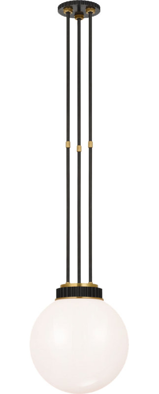 Cavill 12" Pendant with White Glass, Bronze/Natural Brass
