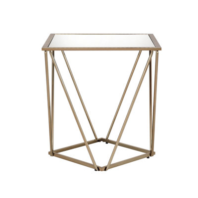 Fogya Mirrored & Champagne Gold Finish End Table