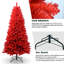 Arbre de Noël rouge captivant de 5 pi, 624 pointes épaisses et réalistes, installation de la branche à charnière lisse, arbre de base en métal de 60 po en hauteur, assemblage rapide très dense