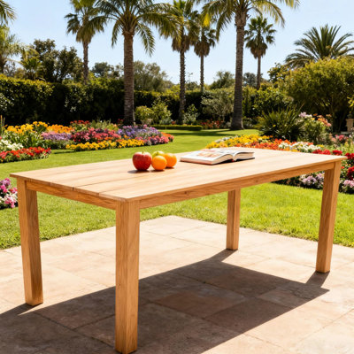 Table de salle à manger 68,9 pouces, hanches en bois, trou de parasol, convient aux espaces extérieurs et intérieurs