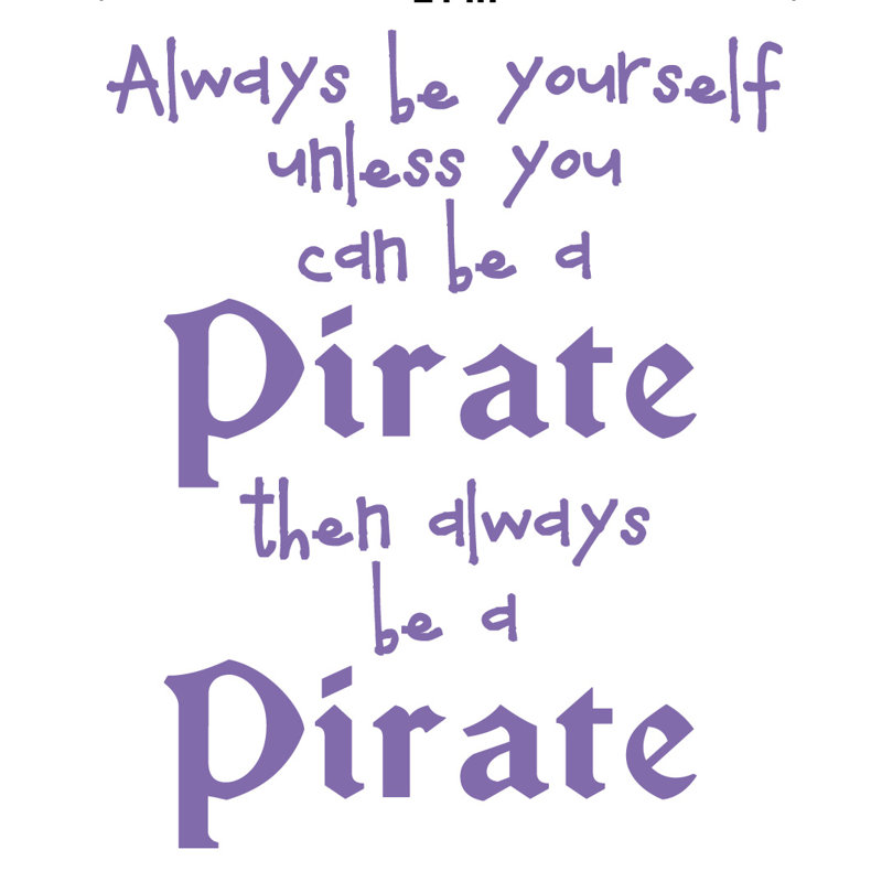 Décalcomanie murale toujours en pirate, H 38 po x l 31 po x P 0,01 po, Lavande