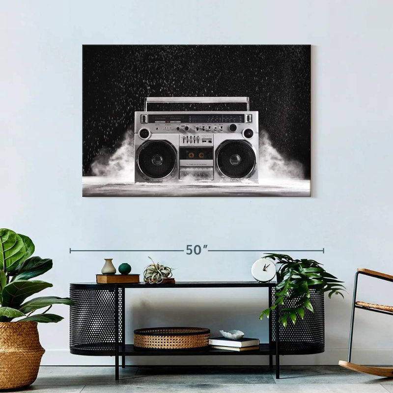 Abarca 1980s Silver Boombox, 30" H x 45" W