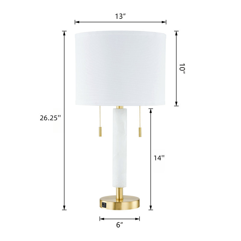 Shibata 26'' Alabaster Table Lamp with USB
