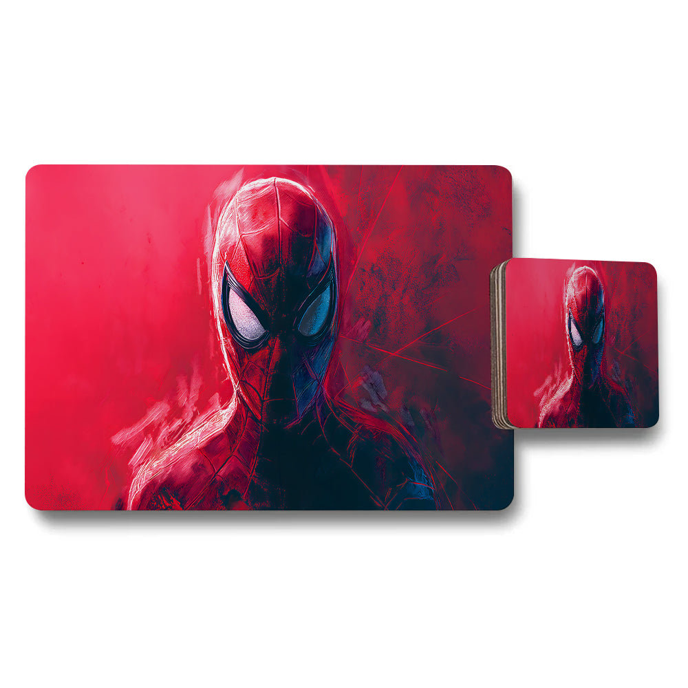 Spider Man Placemats And Coaster Set With Red Artwork