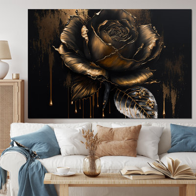 Black And Gold Rose III  Rose Wall Art