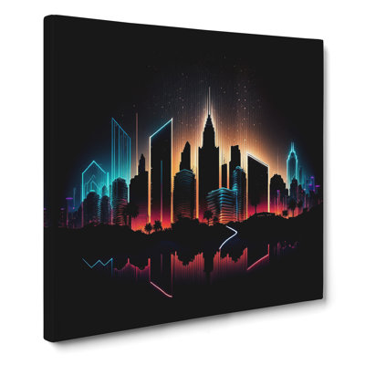 Skyline Neon - Wrapped Canvas